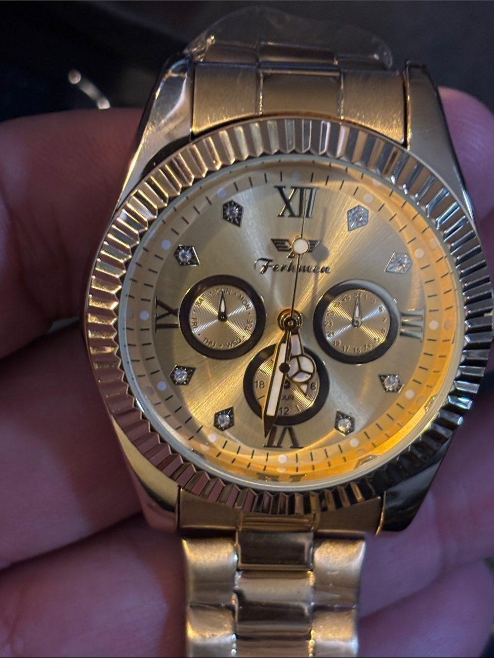 Gold-Tone Men's Multifunction Bracelet Watch